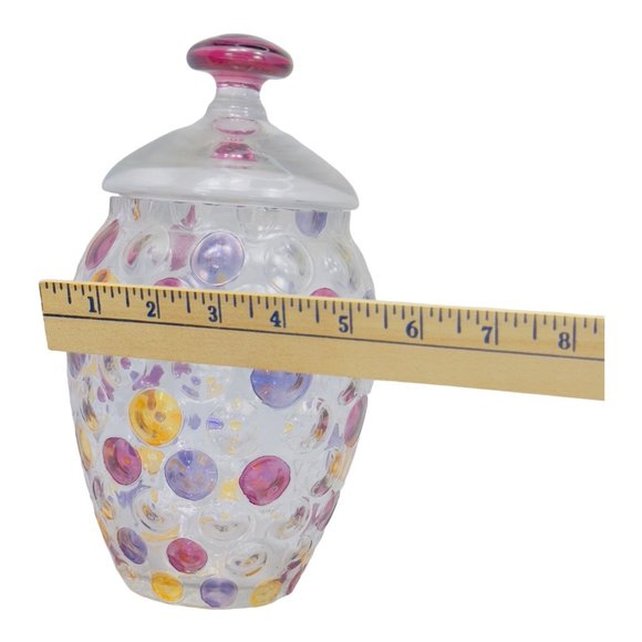 Bohemia Crystal Jar Coin Spot Design With Lid 9" - Picture 7 of 8